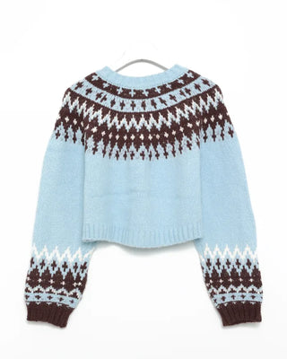 Fair Isle Cropped Knit Cardigan