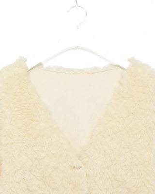 Fur V-neck cardigan