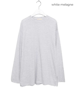 Plain slit long-sleeved T-shirt