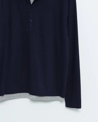 Layered Henley Neck Point Long-Sleeve T-Shirt