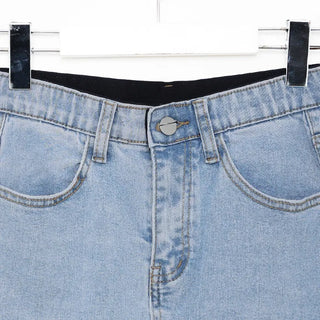 Back-slit denim long skirt
