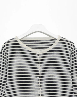 Round neck striped cardigan