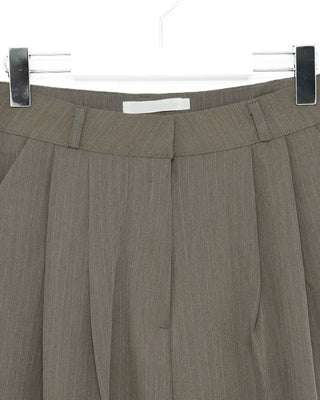 Pinstripe center-pleated wide-leg slacks
