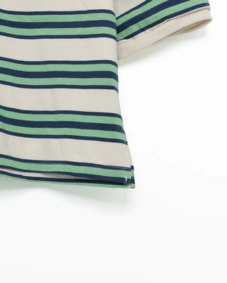 Double-border color polo neck cropped T-shirt