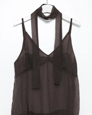 See-through gathered yoke camisole dress