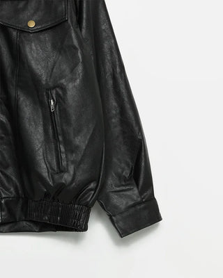 High-neck leather jacket
