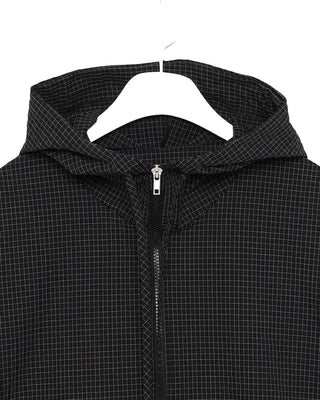 (Unisex) Fluff Check Double Zip Hooded Windbreaker