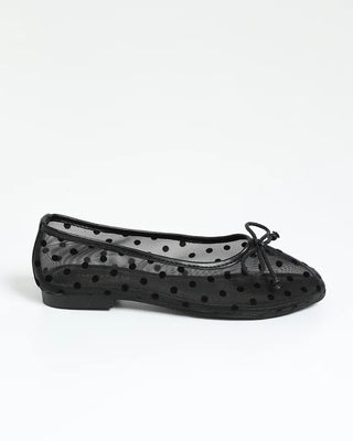 Ribbon Dot Organza Flat Shoes