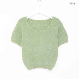 Shaggy short-sleeved knit