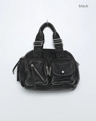 2-Way Vintage Double Pocket Square Boston Bag