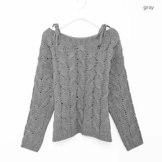 Shoulder slit ribbon cable knit