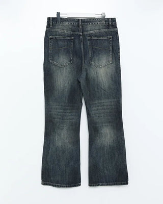 Oil-washed flared denim pants