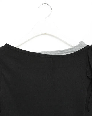 Boat neck layered long-sleeve T-shirt