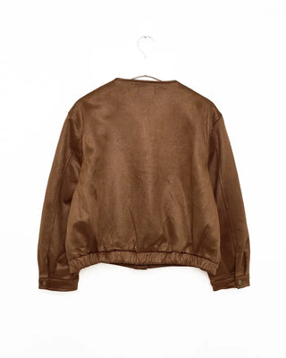 Suede round neck jacket