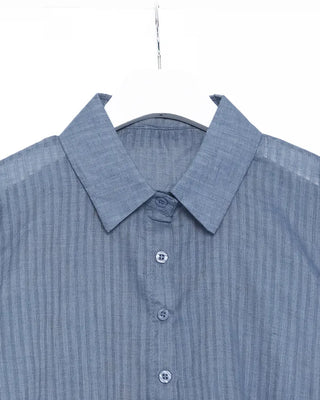 Weighted Shirring Point Short-Sleeve Crop Shirt