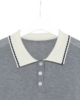 Stitched two-tone short-sleeved knit