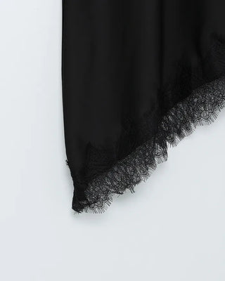 Satin lace long skirt