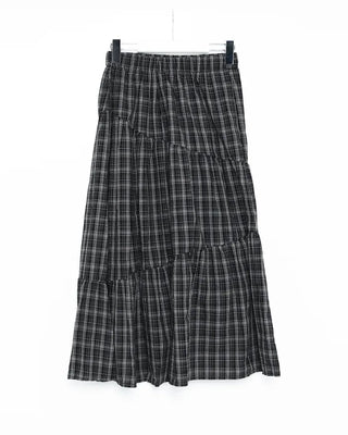 Checked frill long skirt