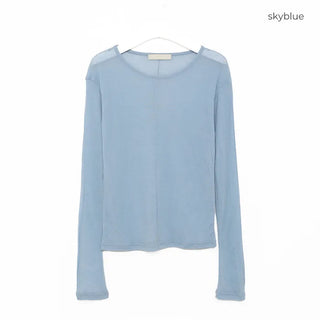 See-through slim long-sleeved T-shirt