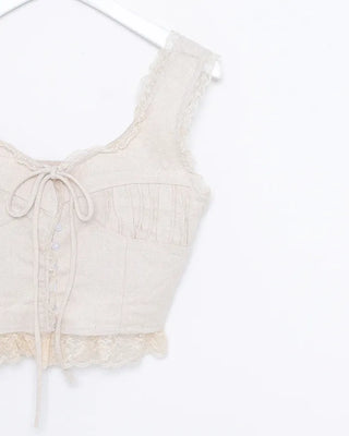 Lace hem cropped sleeveless bustier