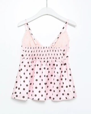 Dot bust cross lace camisole blouse