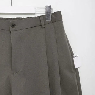 (Unisex) Two-pleat wide-leg slacks