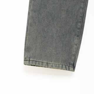 Fleece-lined wide-leg denim pants