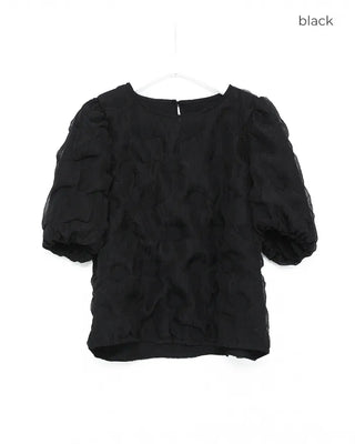 Embossed puff blouse