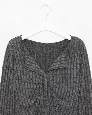 Slim Rib Shirring Cardigan
