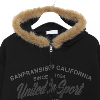 Lettering Hooded Zip-Up