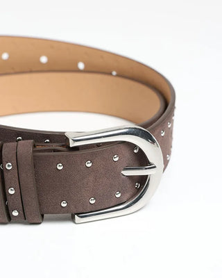 Suede studded buckle belt