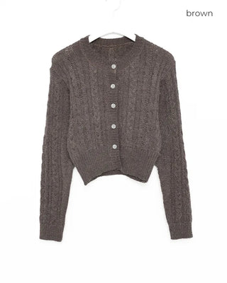 Cable Round Neck Cropped Cardigan