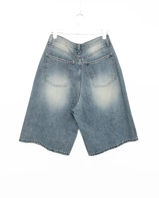 Open detail vintage denim shorts