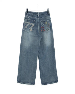77 Color Star Patch Wide Jeans