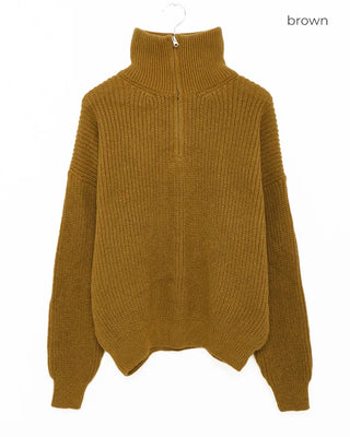Half-zip ribbed knit