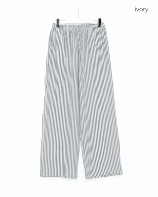Color striped elastic waist pants