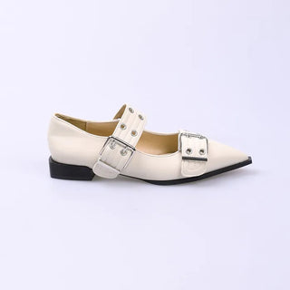 Belted pointed flat shoes
