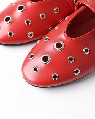 Perforated Mary Jane Flat Shoes