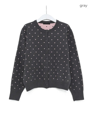 Polka Dot Round Neck Cardigan