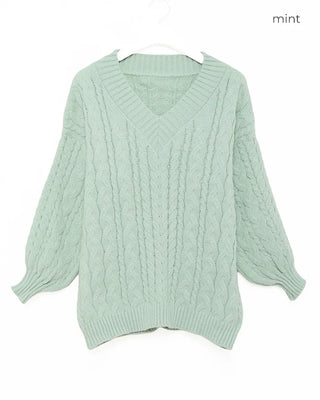 Cable Rib Hem Oversized Knit