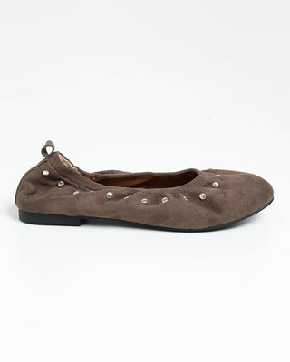 Suede studded flat shoes