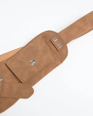 Suede belt with pockets