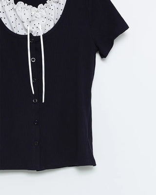 Dot Shirring Half Cardigan