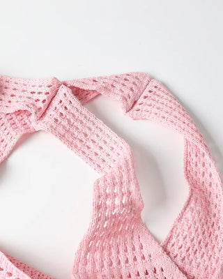 Perforated knit shoulder bag