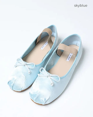 Rubber band satin ballet flats