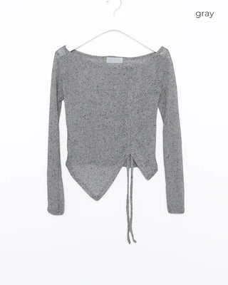 Side-shirred off-shoulder knit