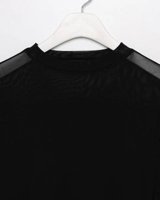 See-through two-tone simple T-shirt