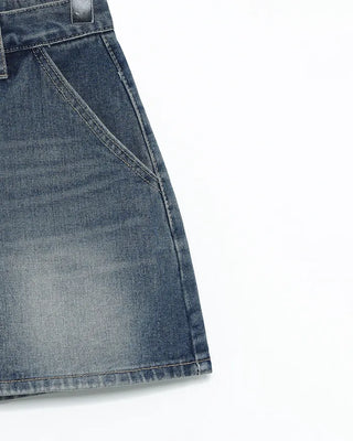 Hip flap pocket mini denim skirt