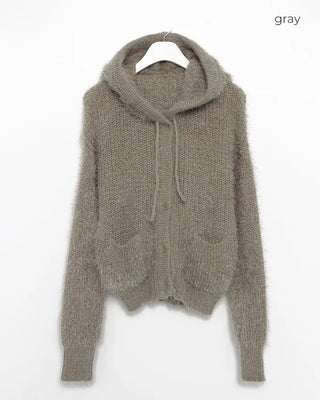 Hairy Knit Drop Shoulder Hoodie