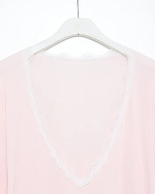 Lace Deep V-Neck Long Sleeve Cut and Sewn